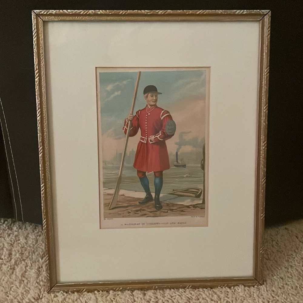 Antique Lithograph! “A Waterboy in Doggetts Coat and Badge”! Th Dupuy~ Original